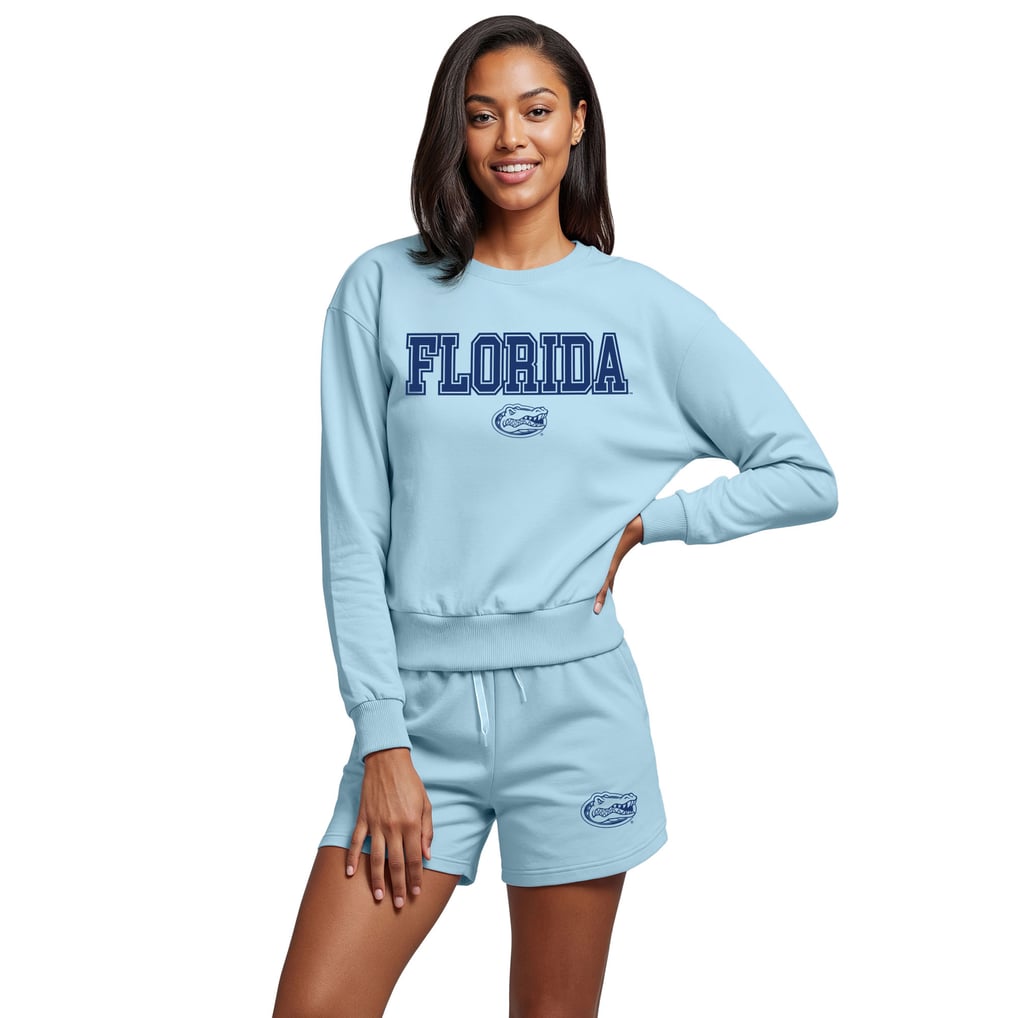  Florida Gators Concepts Sport Women's Elevation Tri-Blend Long Sleeve Top & Short Set - Light Blue